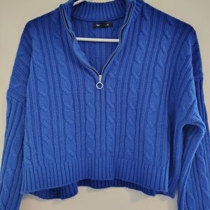 New Look Royal Blue Cable Knit Turtleneck Sweater